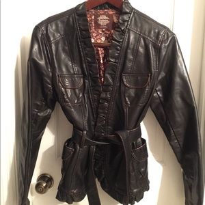 Stylish Dark Chocolate Faux Leather Jacket